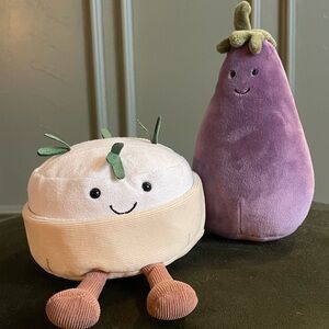 Jellycat Amuseables Aubergine & Brie Plush Bundle NWOT Food Plush Toys